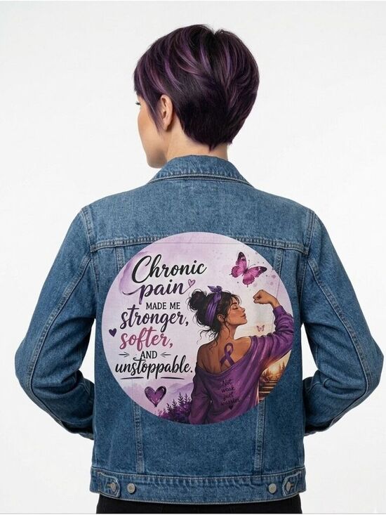 Handmade Other - Chronic Pain Warrior DTF Transfer Iron On Applique Purple Butterfly Patch 10x10